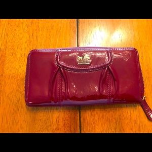 Coach Madison Patent Leather Accordion Zip Around Wallet